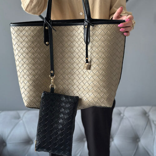 Double-sided woven tote bag