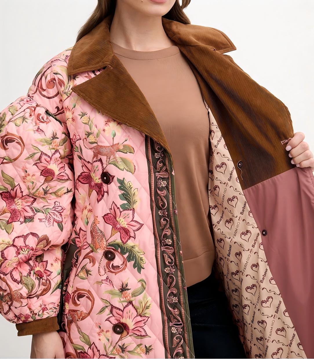 Quilted belted long coat