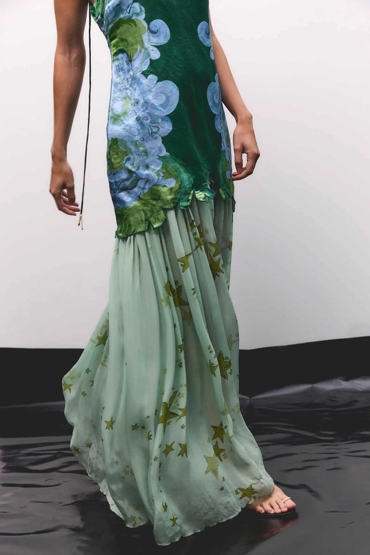 Low-waisted halter dress