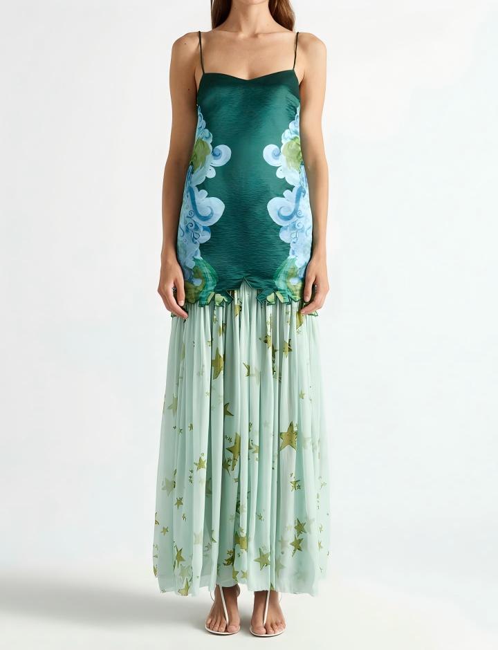 Low-waisted halter dress