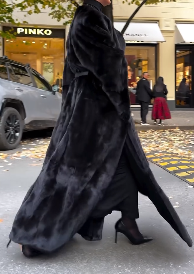 Long over-the-knee mink coat
