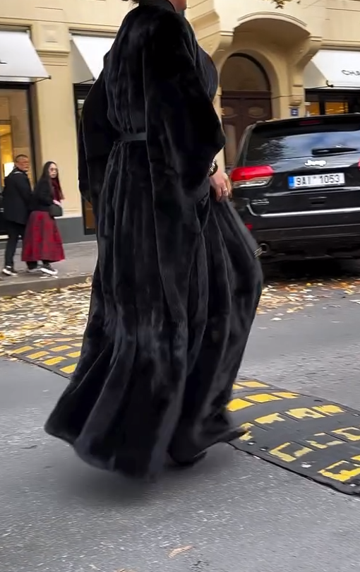 Long over-the-knee mink coat