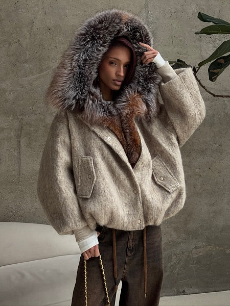 Cashmere Fur Collar Short Jacket