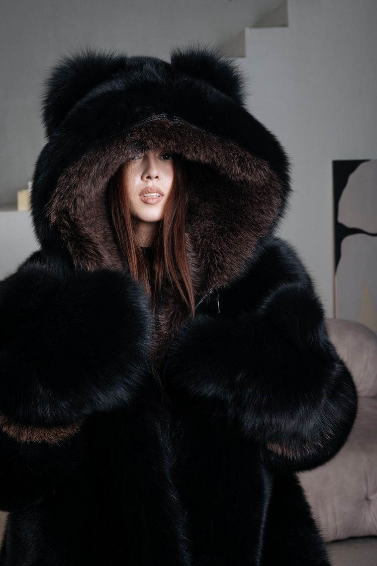 Double-sided fox fur bodysuit