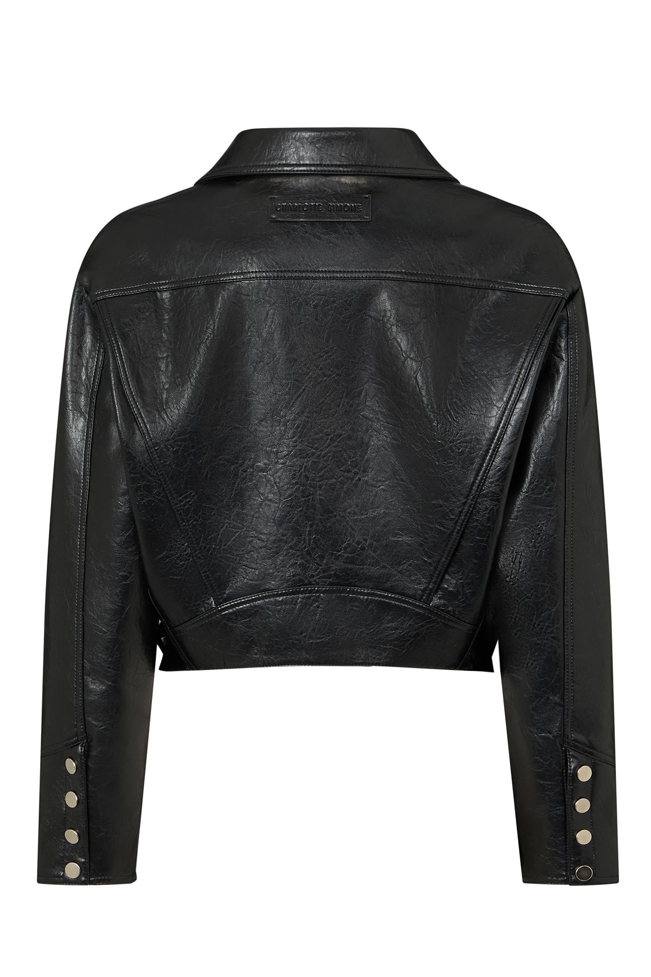 Detachable faux fur collar leather jacket