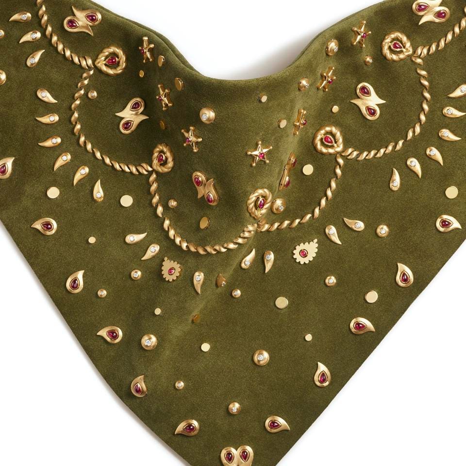 Gem-encrusted suede handkerchief