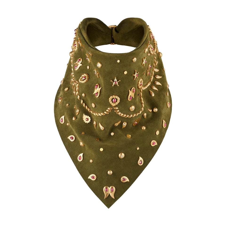 Gem-encrusted suede handkerchief