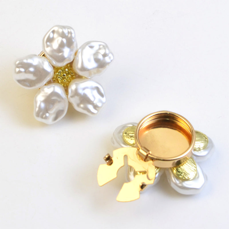 Alloy Pearl Rhinestone Shirt Cufflinks Button Cover Flower Buckle Button Set