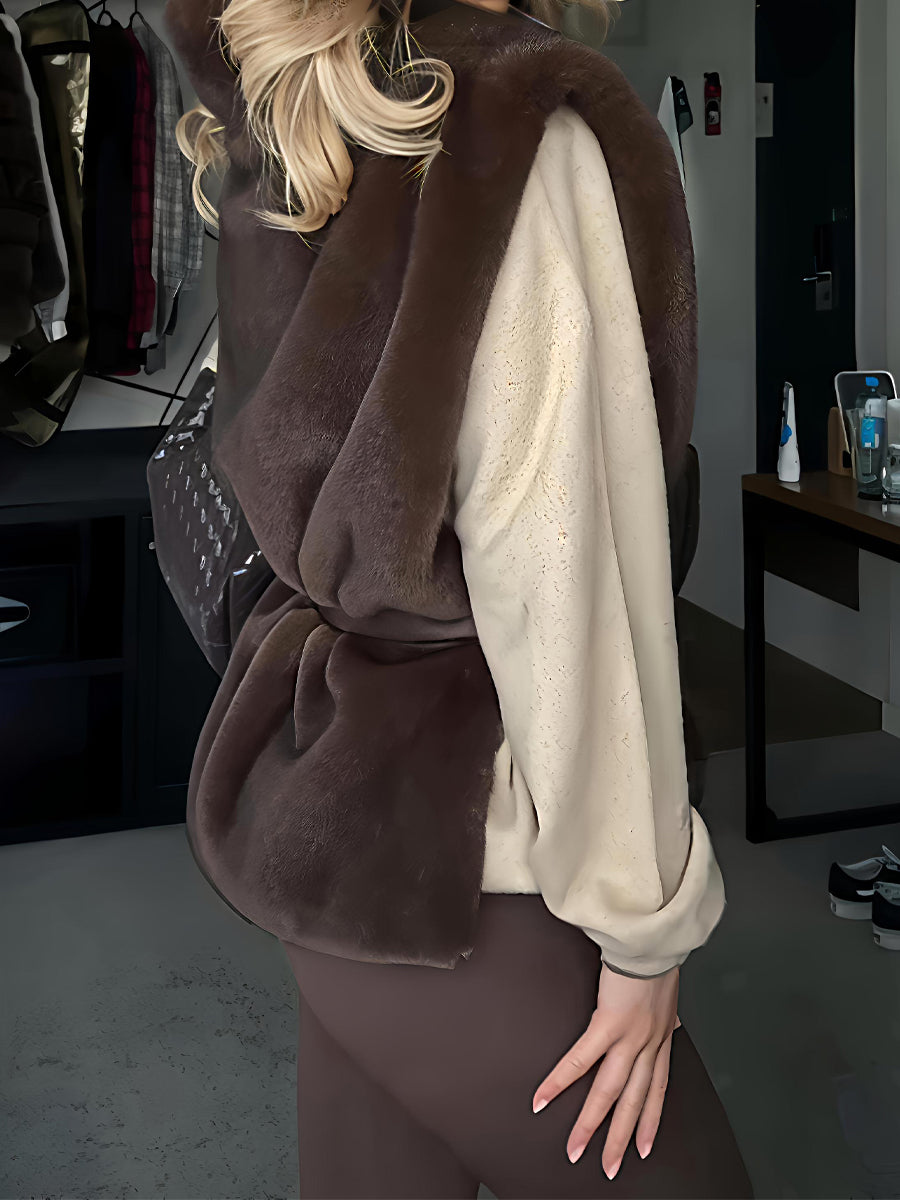 Turtleneck Imitation Rabbit Fur Vest Coat