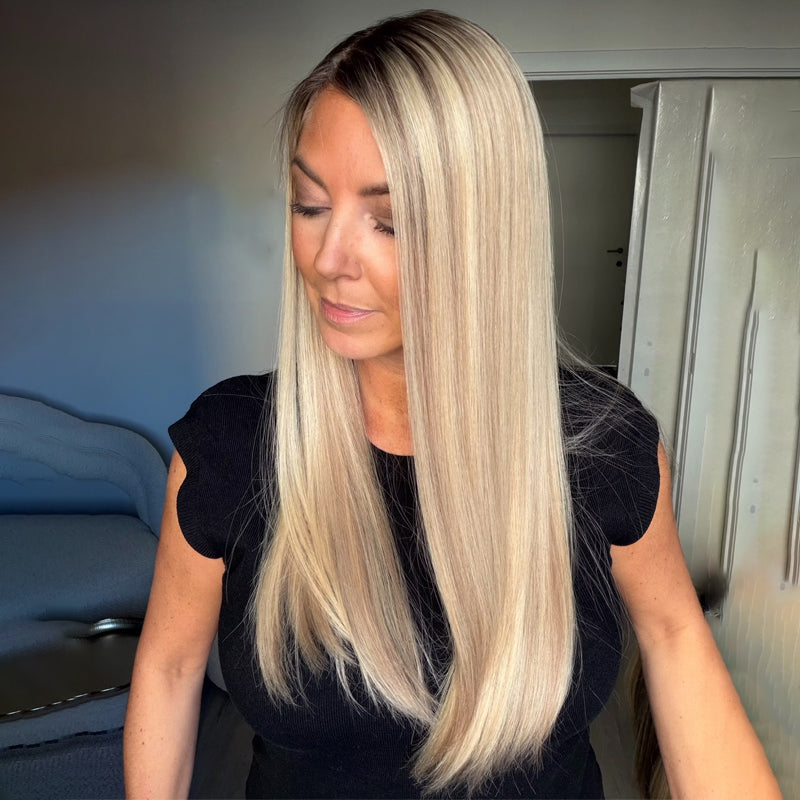 Root Gradient Blonde Straight Long Wig