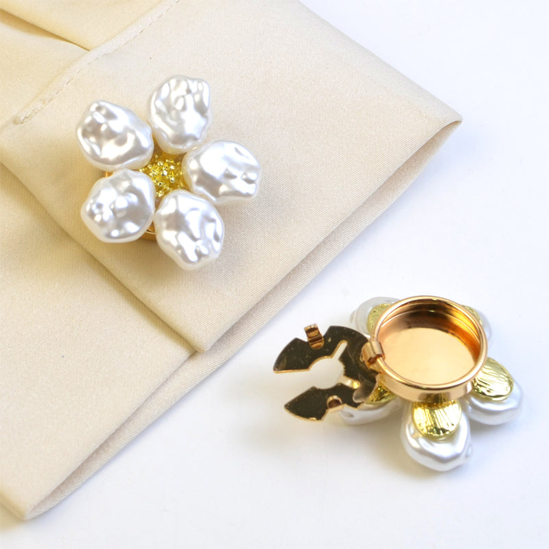 Alloy Pearl Rhinestone Shirt Cufflinks Button Cover Flower Buckle Button Set