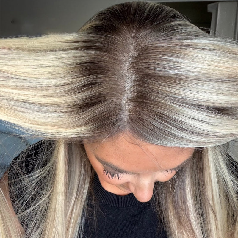 Root Gradient Blonde Straight Long Wig