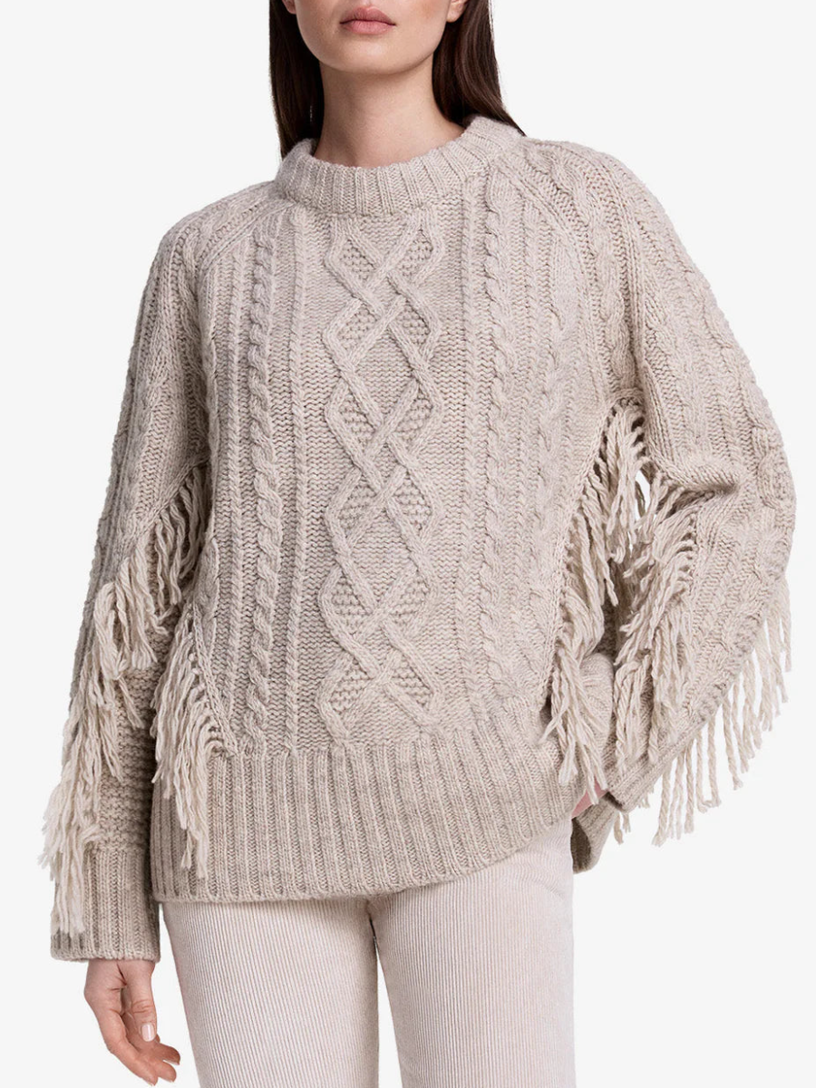 Crewneck Fringed Sweater