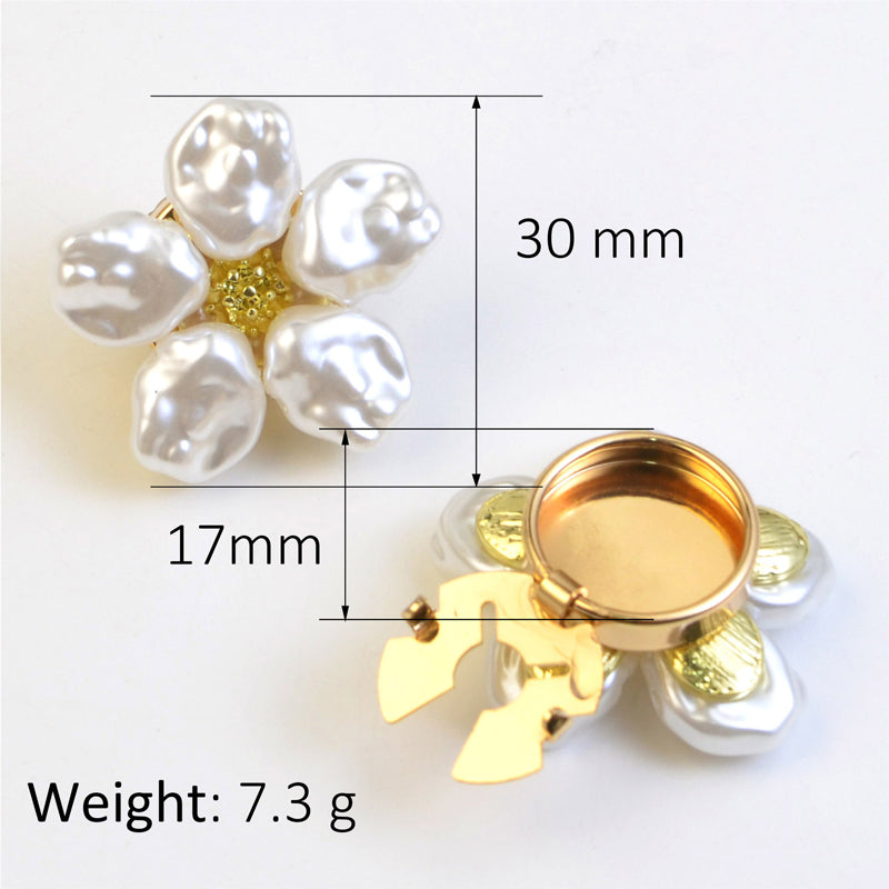 Alloy Pearl Rhinestone Shirt Cufflinks Button Cover Flower Buckle Button Set