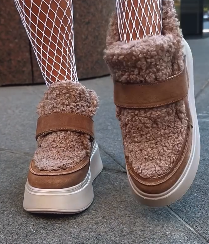 EVA/foam sole lambswool buckle platform shoes