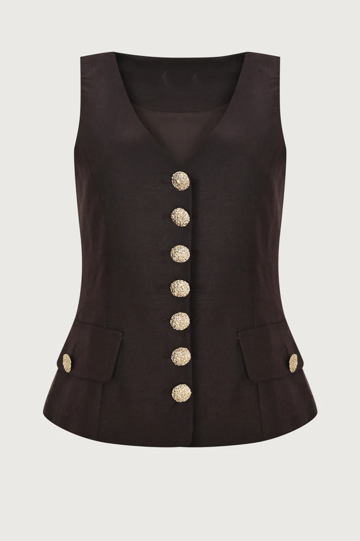 Sleeveless Single Breasted Vest Top