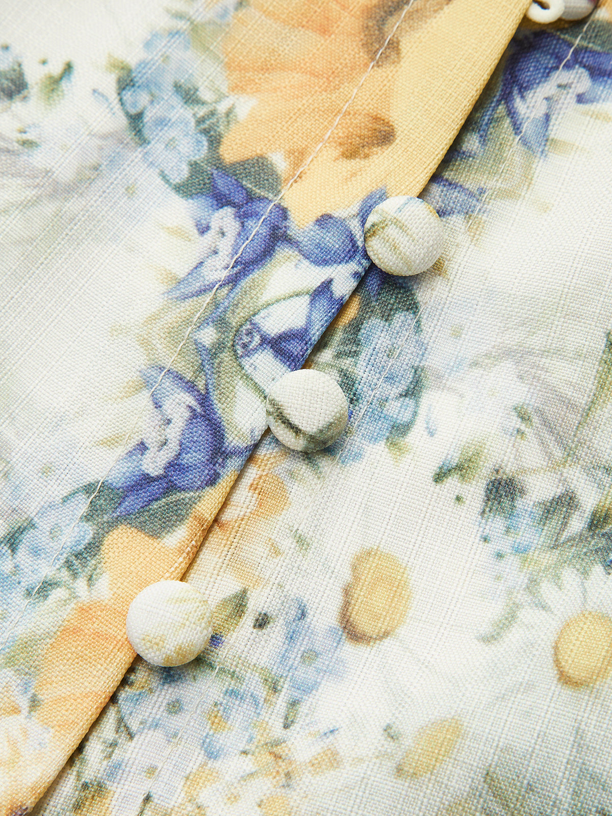 Stand collar single breasted printed dress