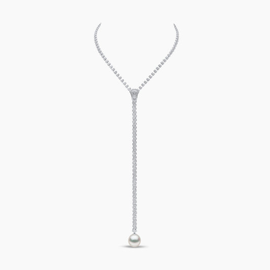 Pearl and Diamond Zipper Necklace