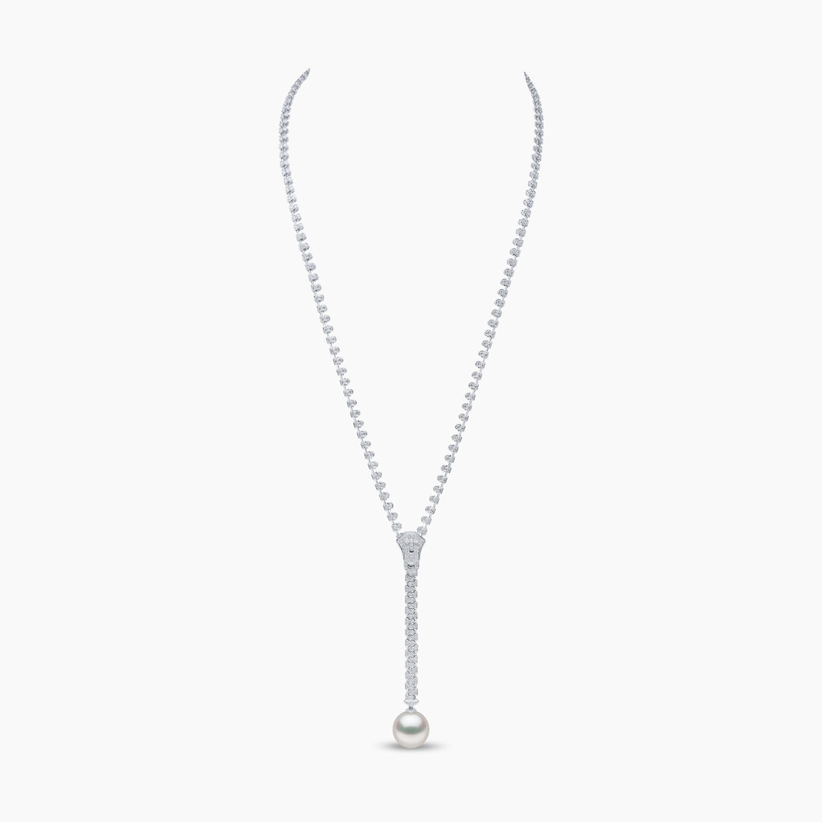 Pearl and Diamond Zipper Necklace