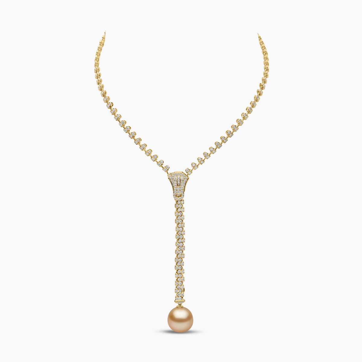 Pearl and Diamond Zipper Necklace