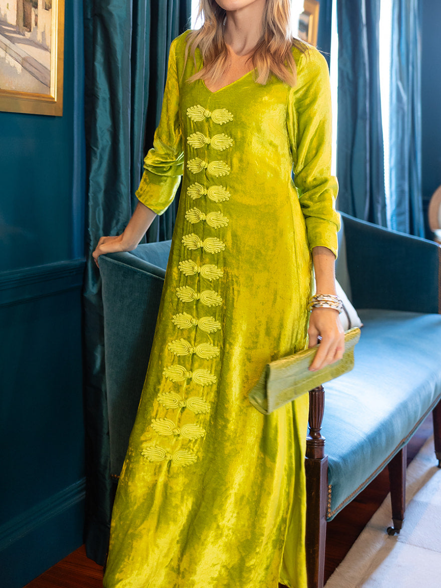 V-Neck Long Sleeve Dress