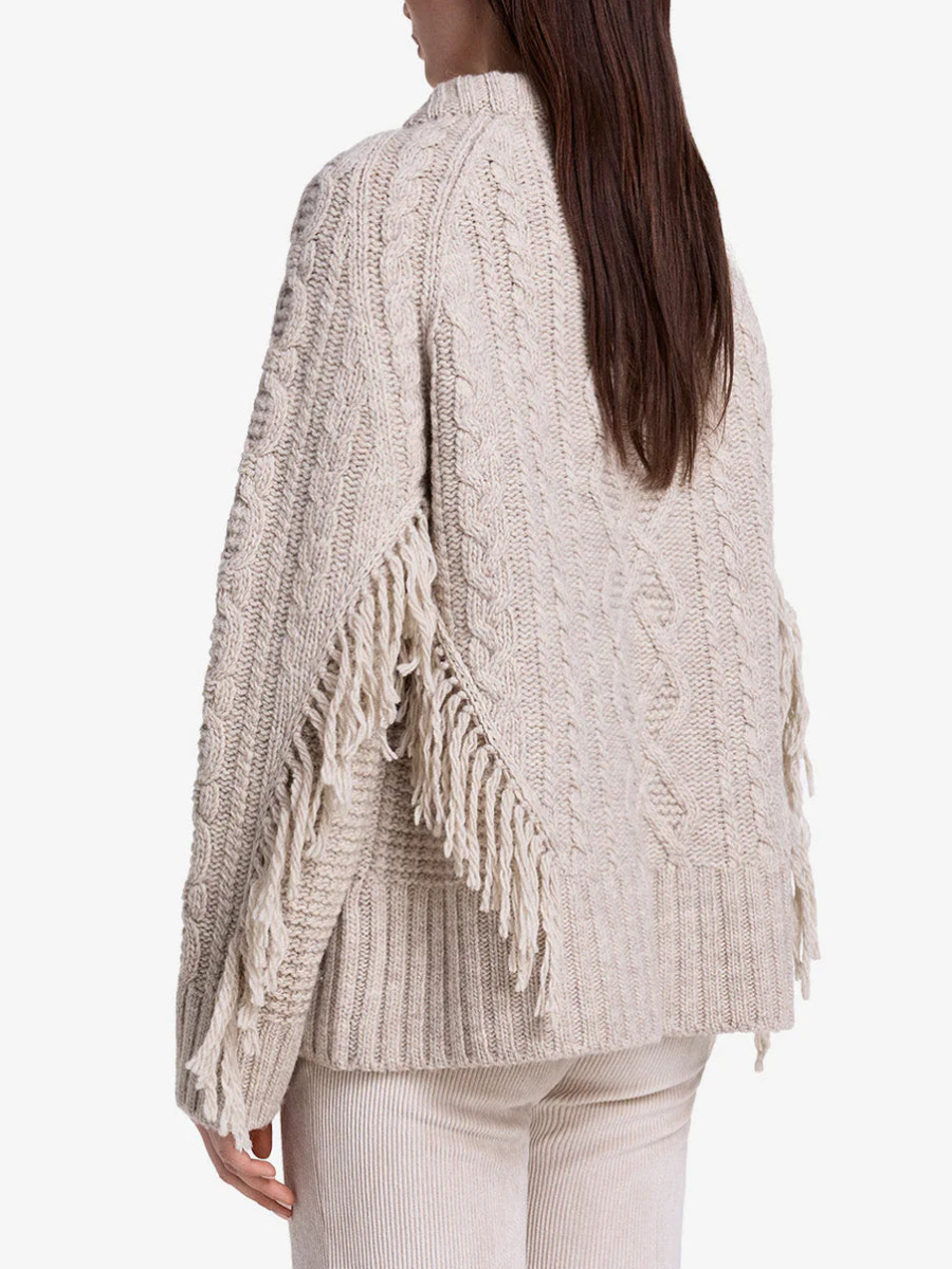 Crewneck Fringed Sweater